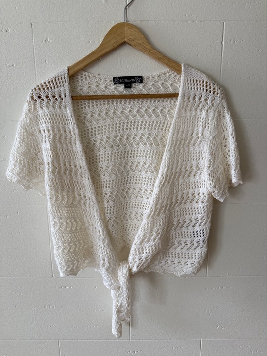 Tops - Crochet Tie Front Top Boho Knit Open Front Layering | Medium